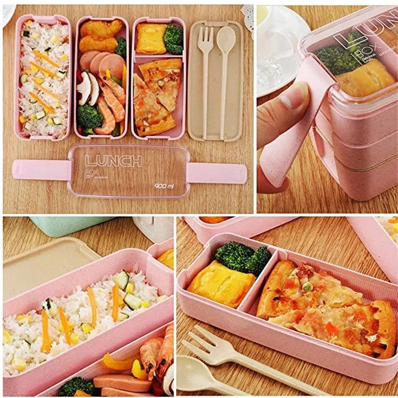 Healthy Material Lunch Box 3 Layer Wheat Straw Bento Boxes Microwave Dinnerware Food Storage Container Lunchbox 900ml Eagle Aerie
