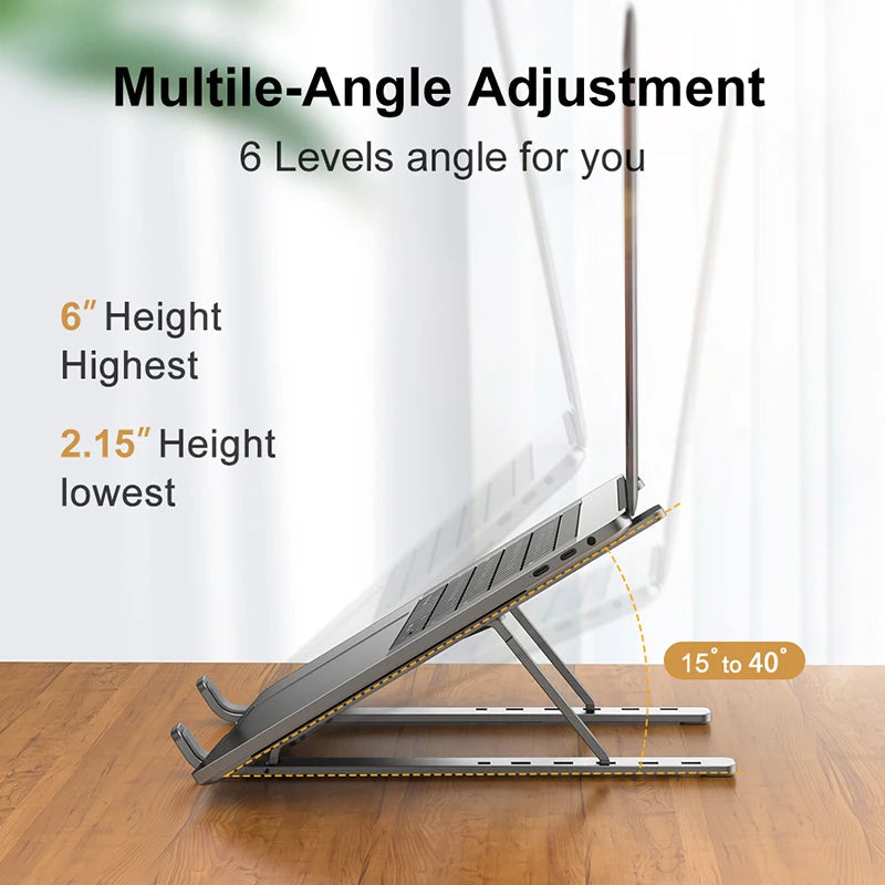 Aluminum Alloy Laptop Holder Stand Adjustable Foldable Portable for Notebook Computer Bracket Lifting Cooling Holder Non-slip Eagle Beacon
