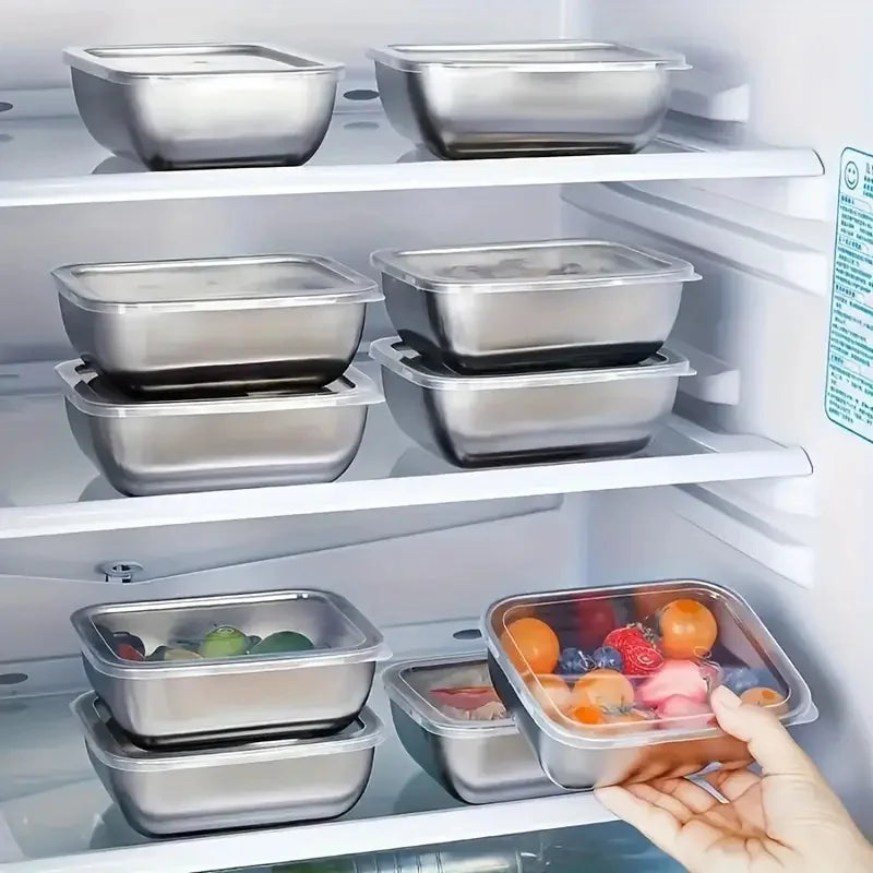 5pcs Stainless Steel Food Storage Stackable Meal Prep Boxes for Kitchen Fridge Lunch Ideal for Meal Prep Travel Kitchen Storage Eagle Aerie