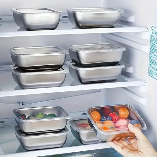 5pcs Stainless Steel Food Storage Stackable Meal Prep Boxes for Kitchen Fridge Lunch Ideal for Meal Prep Travel Kitchen Storage Eagle Aerie