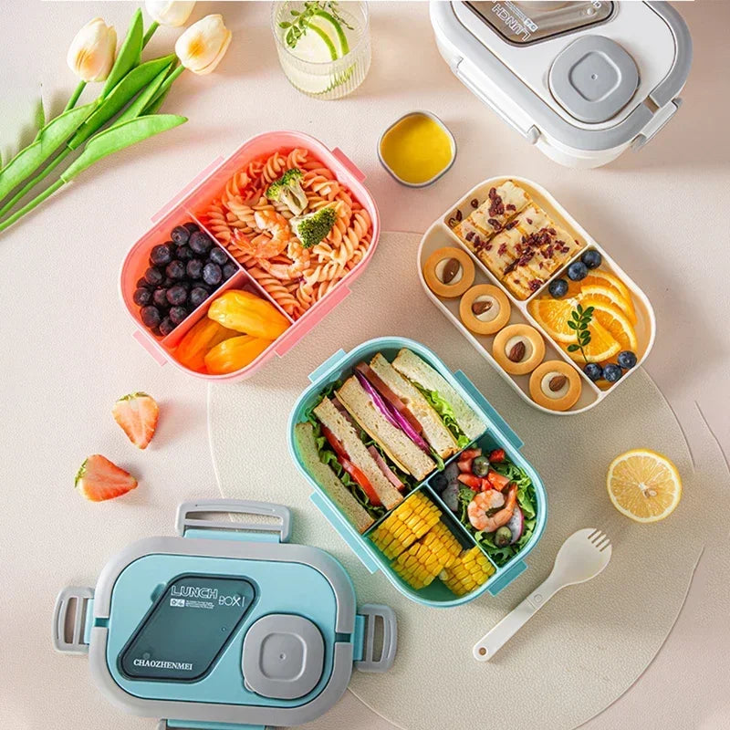 Portable Lunch Box Compartment Wheat Straw Bento Carrying Handle Box Reusable Tableware Containers Meal Snack Food Containers 라면 Eagle Aerie