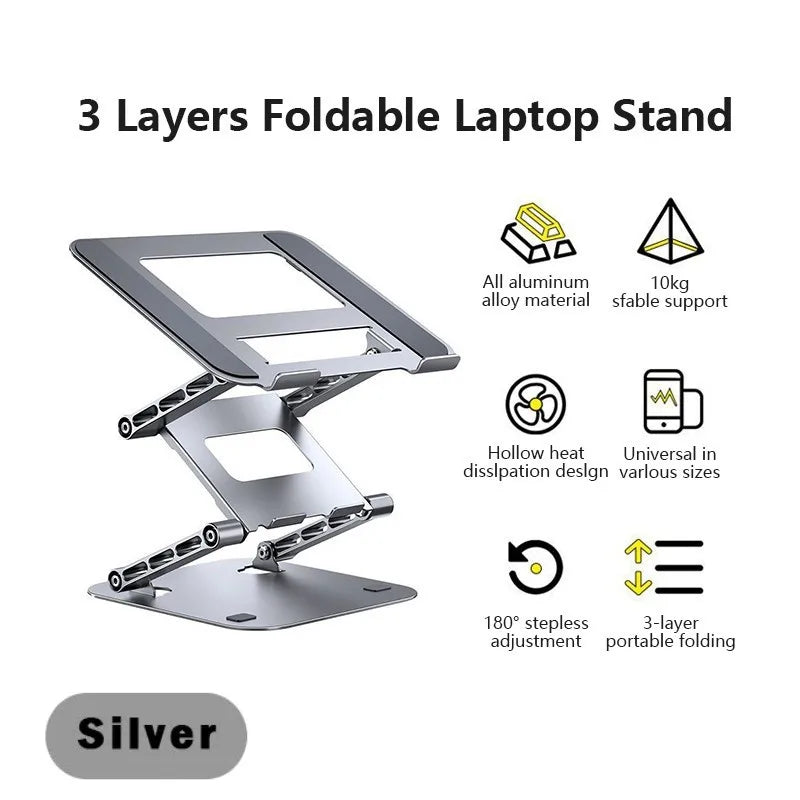 New Foldable Laptop Stand 3 Layer Adjustable Height Metal Notebook Stand Tablet Stand for Laptops/tablets/mobile Phones Eagle Beacon