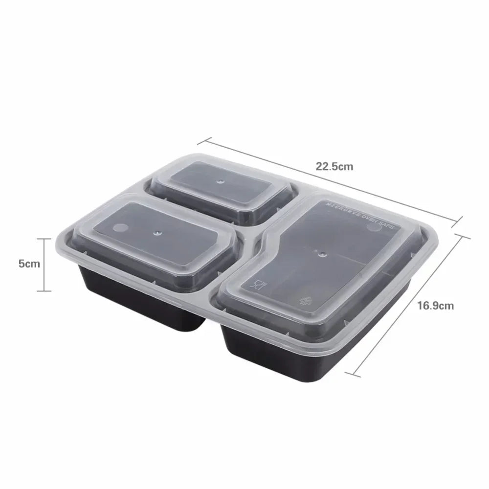 Plastic Reusable Bento Box Meal Storage Food Prep Lunch Box 1/2/3 Compartment Reusable Microwavable Containers Home Lunchbox Eagle Aerie