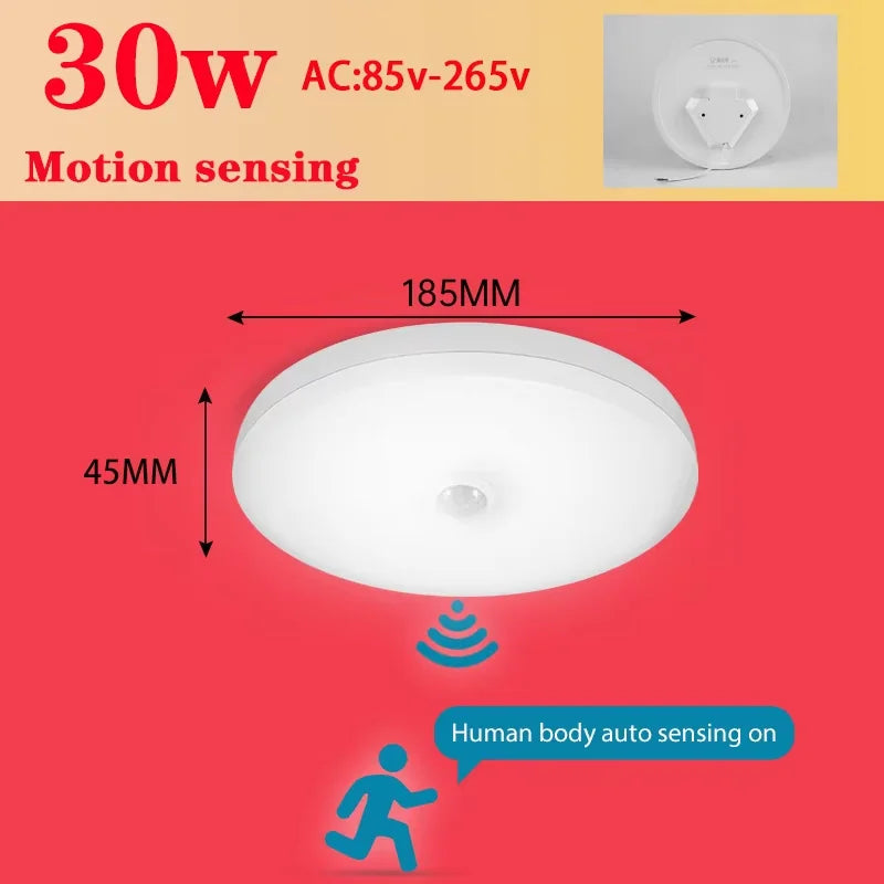 Motion Sensor Ceiling Light Modern Smart Sensor LED Lamp Human Infrared Sensing Lamp Indoor for Garage Corridor Lighting Fixture Eagle Beacon