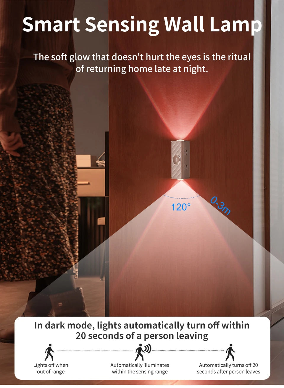 Motion Sensor LED Night Light Up and Down Glowing Remote Control Magnetic Wall Lamp for Kitchen Stairs Corridor Bedroom Decor Eagle Beacon