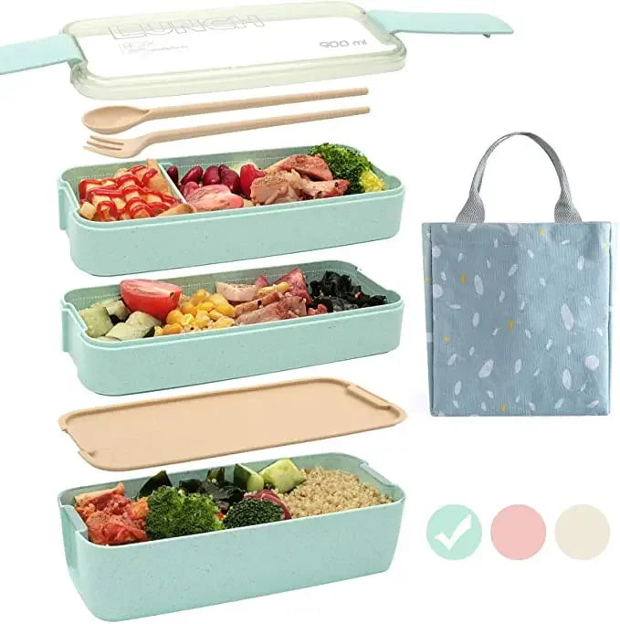 Healthy Material Lunch Box 3 Layer Wheat Straw Bento Boxes Microwave Dinnerware Food Storage Container Lunchbox 900ml Eagle Aerie