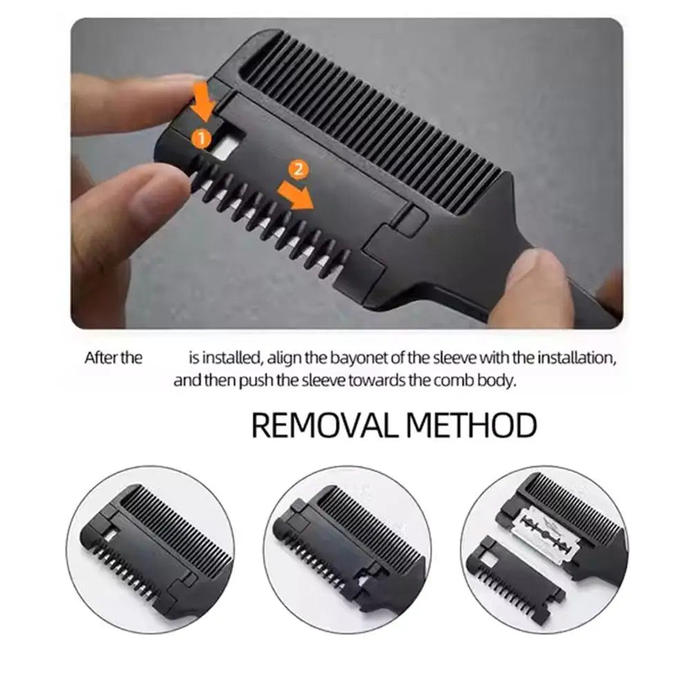 Haircut Brush With Razor Blades Haircut Comb Shaving Hair Trimmer Cutting Thinning Tools Barbershop Hairs Salon Styling Tools Eagle Beacon