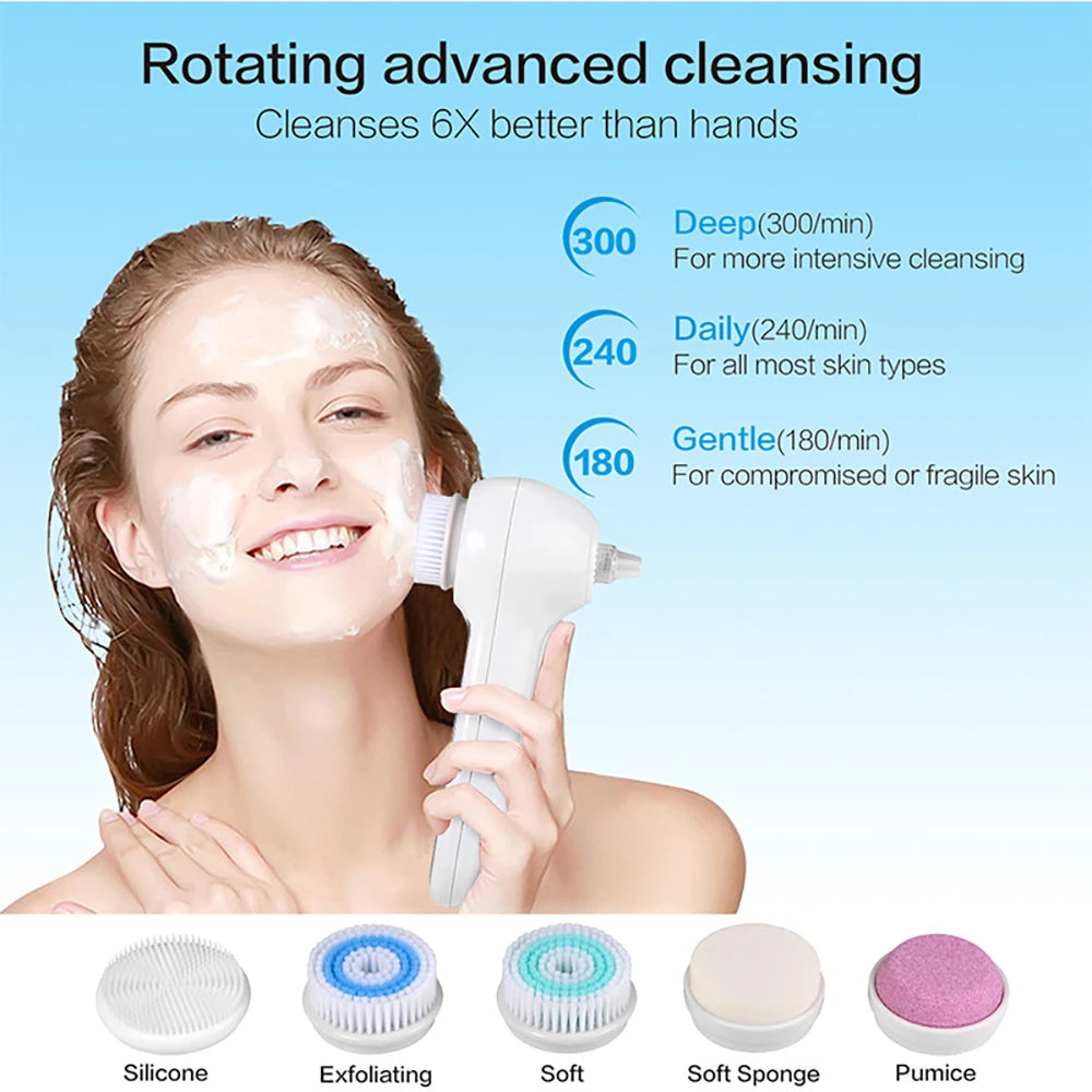 Facial Washer Exfoliator, Electric Facial Rotating Brush for Exfoliation, Massage and Deep Cleansing Eagle Beacon