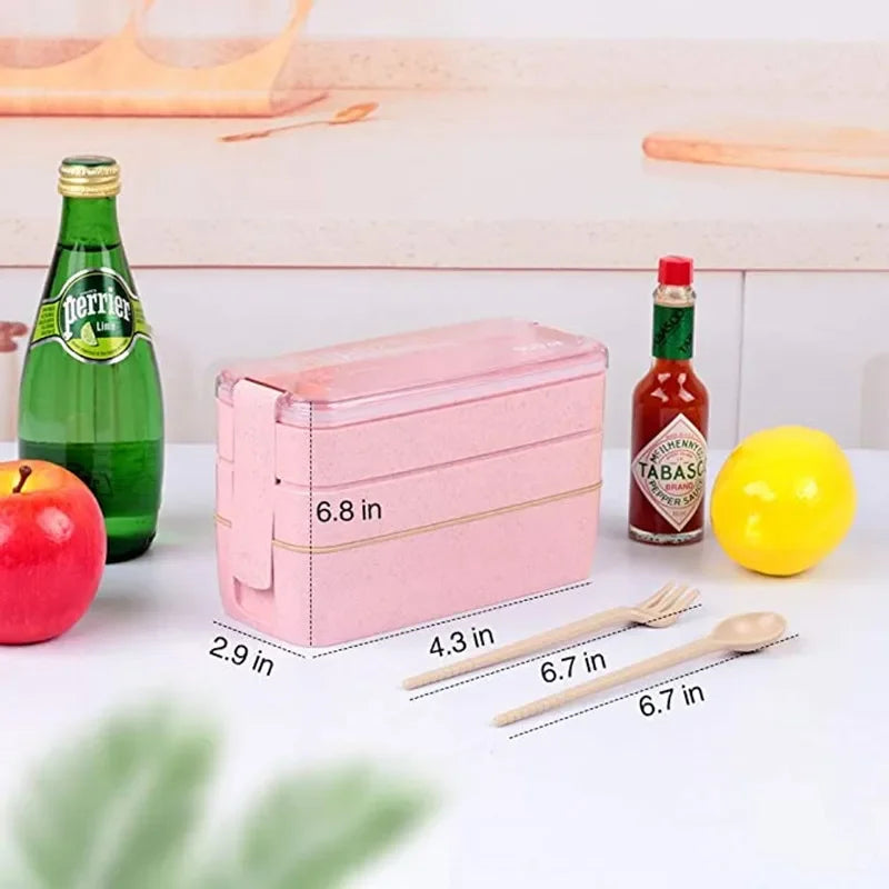 Healthy Material Lunch Box 3 Layer Wheat Straw Bento Boxes Microwave Dinnerware Food Storage Container Lunchbox 900ml Eagle Aerie