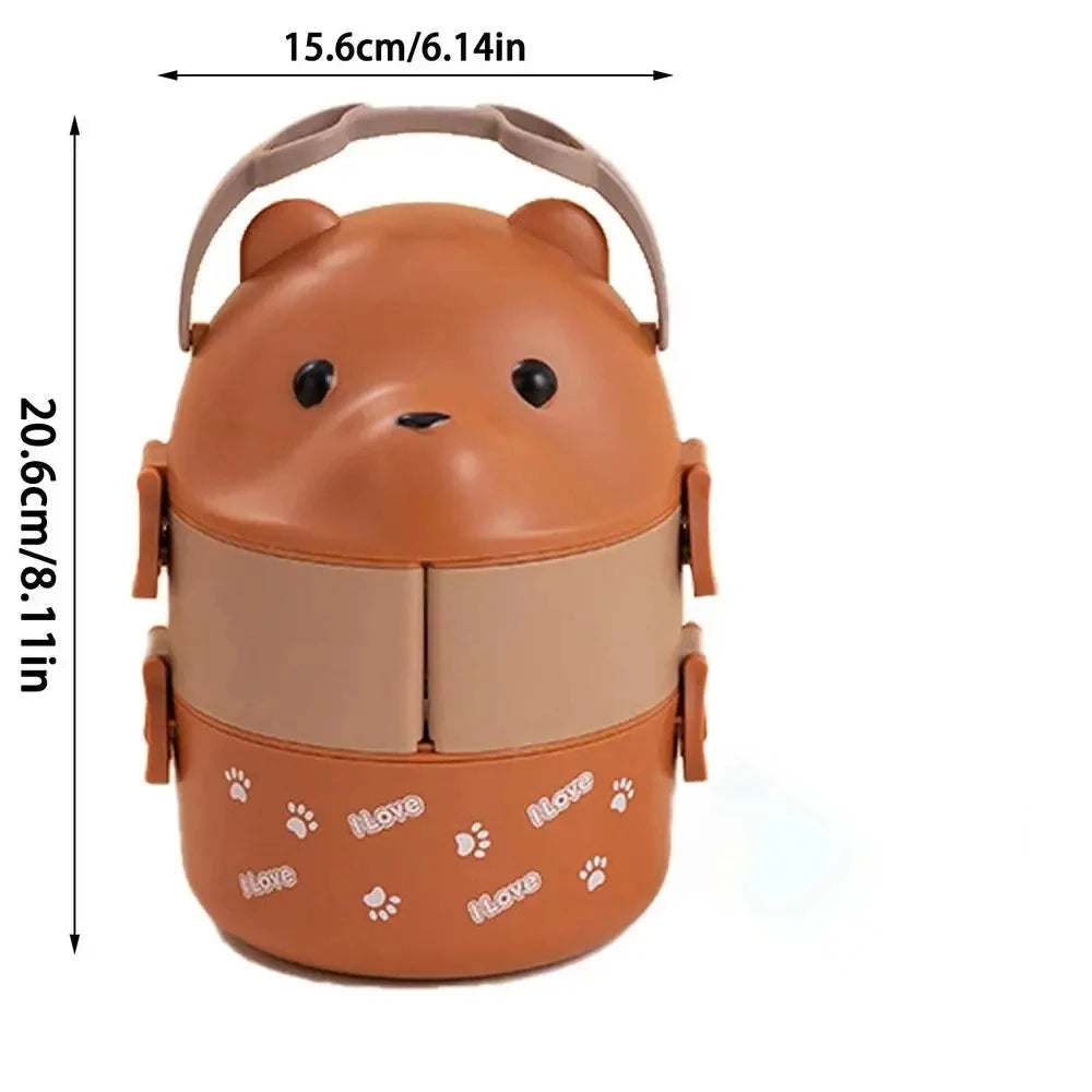 Lunch Box Portable Insulated Lunch Container Set Stackable Bento Cartoon Eyeglass Bear Shape Food Storage Container For Kids Eagle Aerie