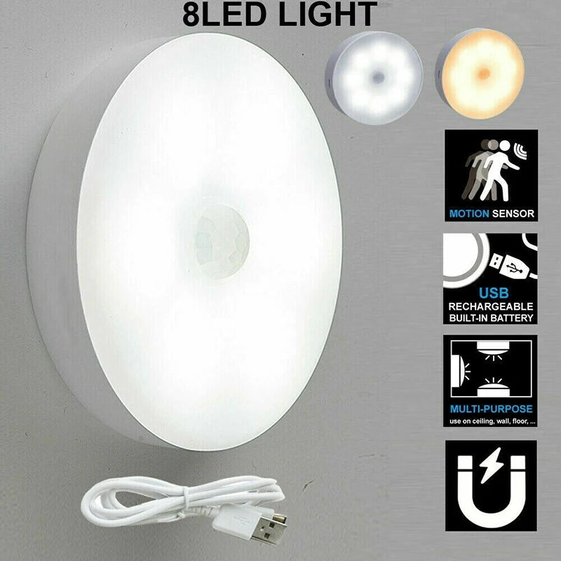 Motion Sensor LED Night Light USB Rechargeable Night Lamp for Kitchen Bedroom Stairs Hallway Cabinet Light Wireless Closet Light Eagle Beacon