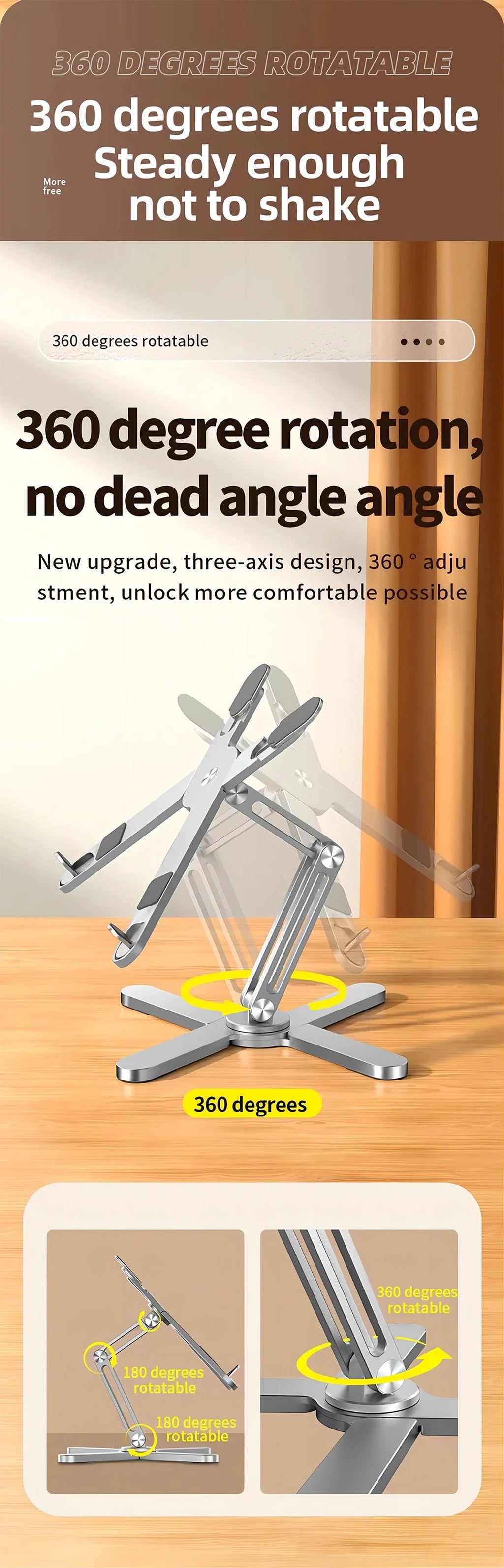Foldable Laptop Stand 360°Rotation Notebook Table Holder Aluminum Alloy Portable Book Tablet Bracket Open-ended Heat Dissipation Eagle Beacon