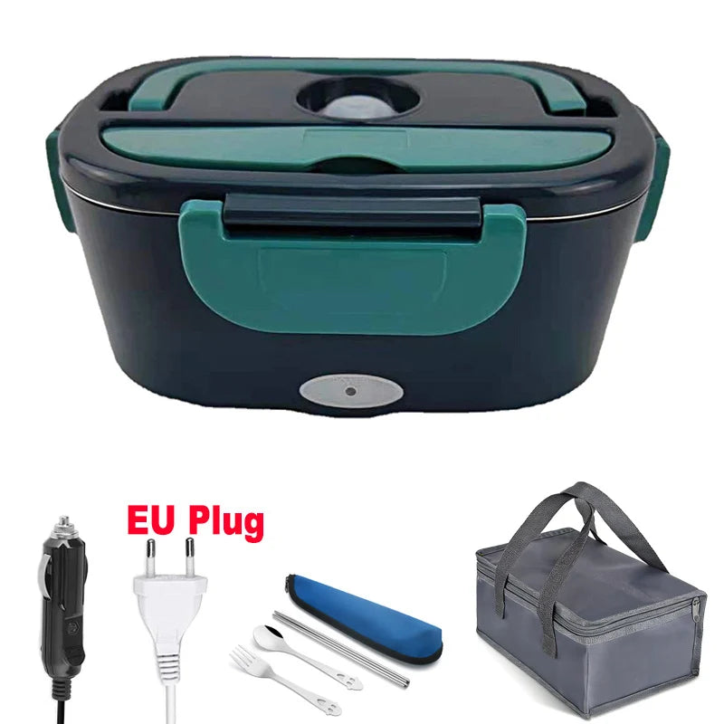 Dual Use 220V 110V 24V 12V Electric Heated Lunch Box Stainless Steel School Car Picnic Food Heating Heater Food Warmer Container Eagle Aerie