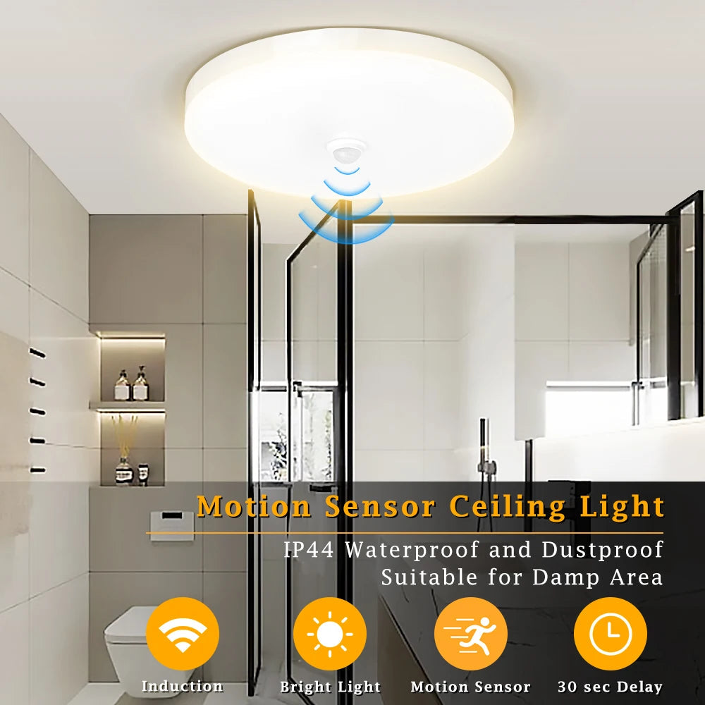 Motion Sensor Ceiling Light Modern Smart Sensor LED Lamp Human Infrared Sensing Lamp Indoor for Garage Corridor Lighting Fixture Eagle Beacon