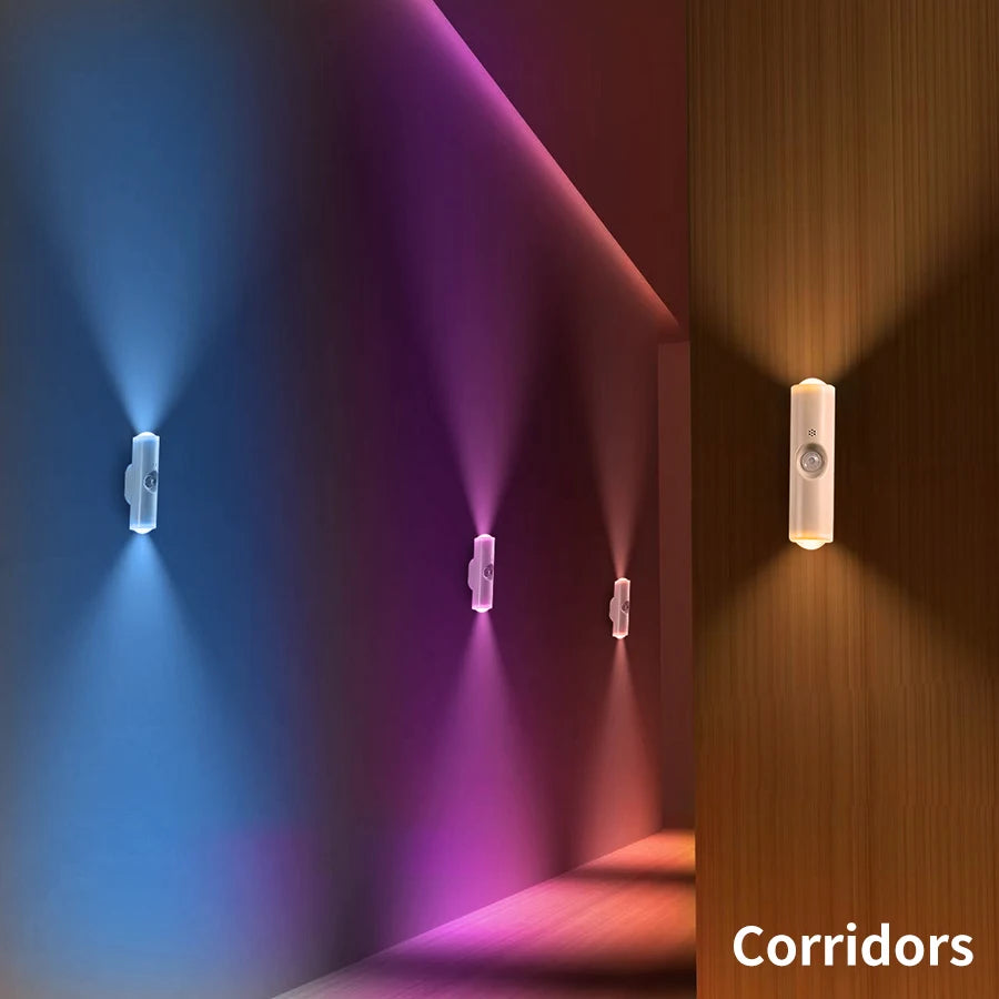 Magnetic Motion Sensor Smart Light LED Rechargeable Wall Gradient Ambient Light Dimmable Indoor Light for Stairs Hall Entrances Eagle Beacon