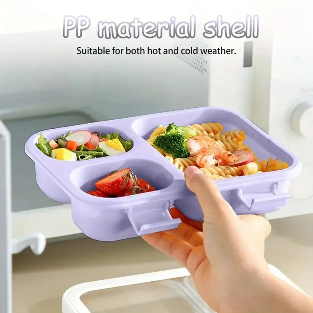 Lunch Box with Lids 3 Compartment Meal Prep Containers Reusable Leakproof Stackable Food Storage Containers for Office Travel Eagle Aerie