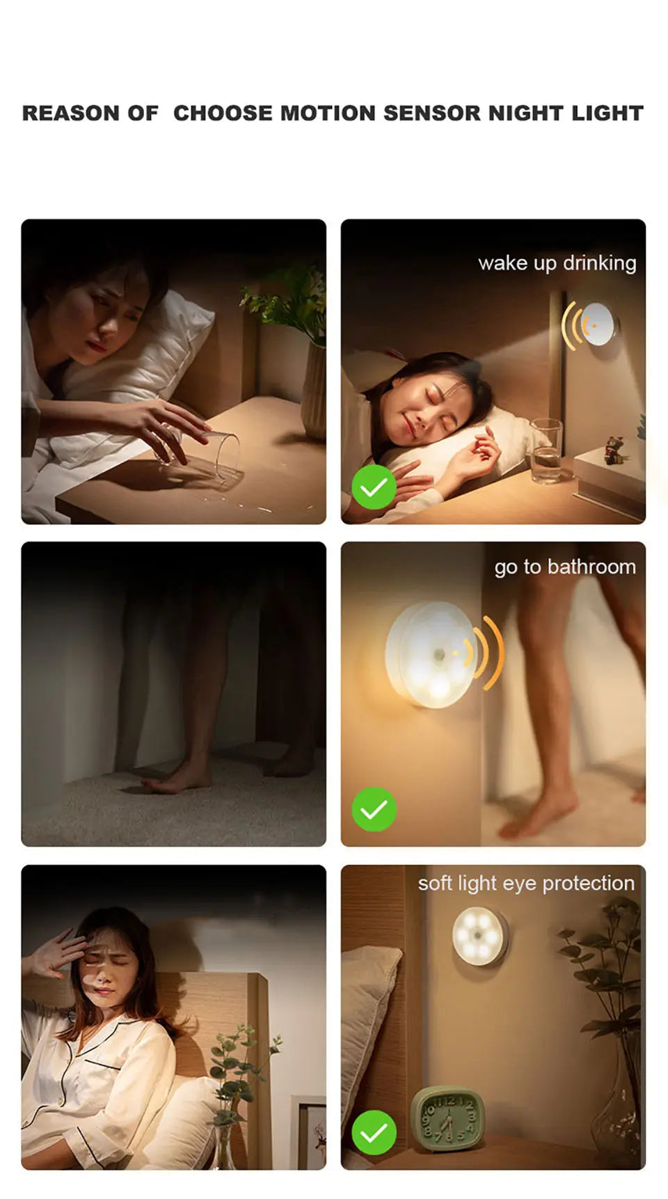Motion Sensor Light USB Rechargeable Night Light LED Lamp for Kitchen Bedroom Stairs Hallway Cabinet Closet Wardrobe Nightlight Eagle Beacon
