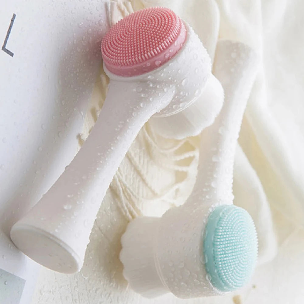 1Pc 2-in-1 Facial Cleansing Brush Manual Silicone Double Sided Soft Face Wash Brush Bristles Exfoliator Skin Care Eagle Beacon