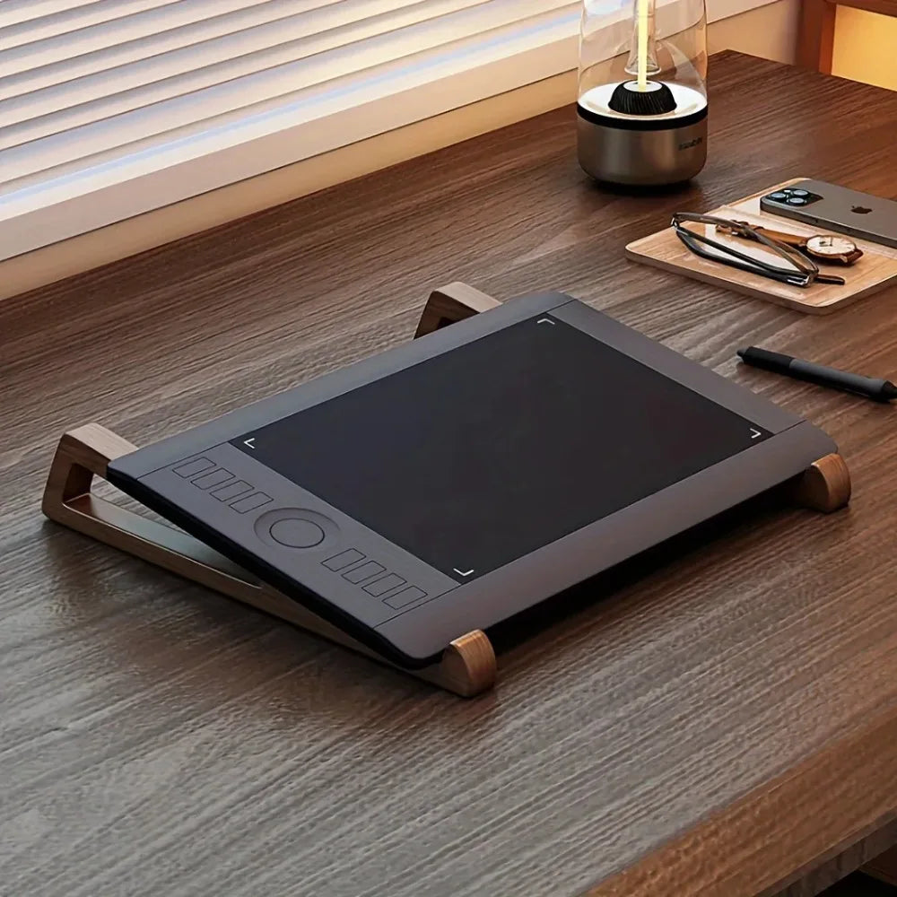 Portable Foldable Wooden Laptop Stand-Ergonomic 12° Adjustable Angle, Cooling Ventilation Triangular Design,Office Accessory Eagle Beacon