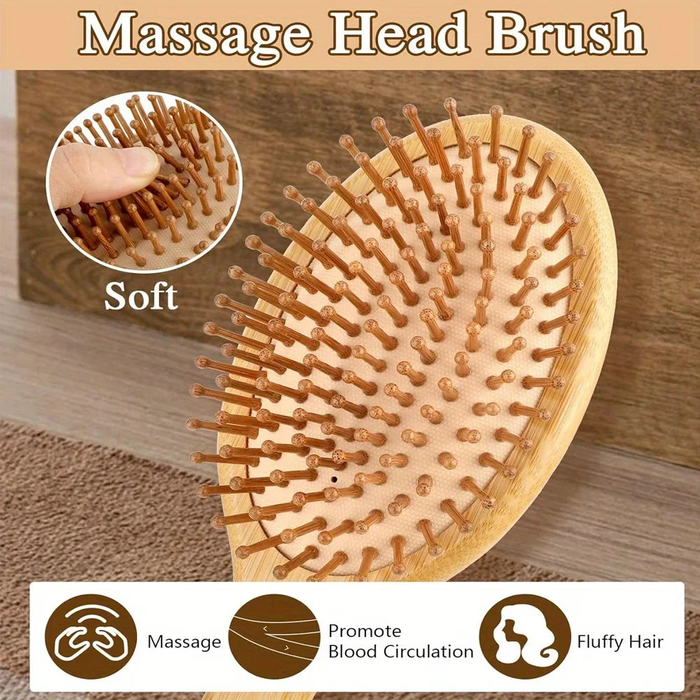 Wooden Hair Brush Improve Hair Growth Wood hairbrush Prevent Hair Loss Comb Bamboo Comb Teeth Hairdressing Styling Hair Tools Eagle Beacon