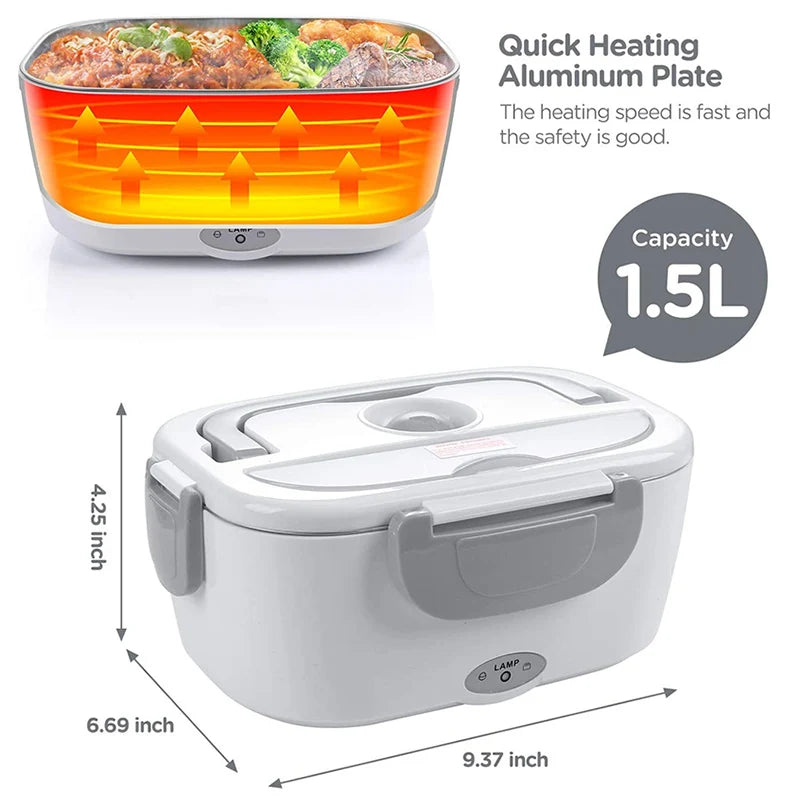 Electric Heated Lunch Box Stainless Steel Outdoor Portable Car Office Food Heating Warmer Container 12V 24V 110V 220V EU US Plug Eagle Aerie