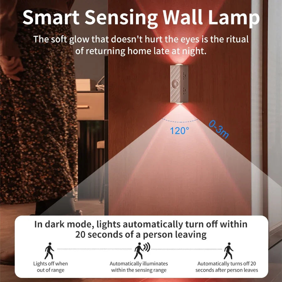 Motion Sensor LED Night Light Up and Down Glowing Remote Control Magnetic Wall Lamp for Kitchen Stairs Corridor Bedroom Decor Eagle Beacon