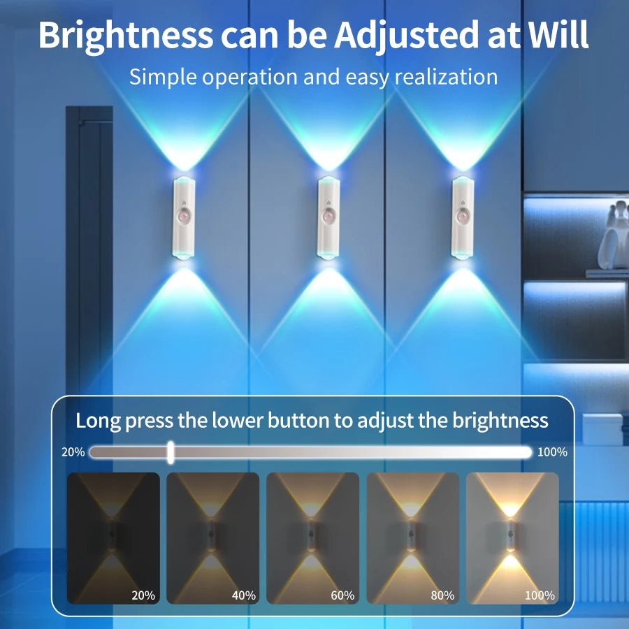 Magnetic Motion Sensor Smart Light LED Rechargeable Wall Gradient Ambient Light Dimmable Indoor Light for Stairs Hall Entrances Eagle Beacon