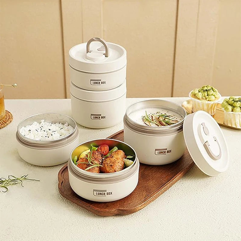 Portable Insulated Food Lunch Container Set with Thermal Lunch Box 3 Separate Stackable Lunch Container for Adult Kids Eagle Aerie