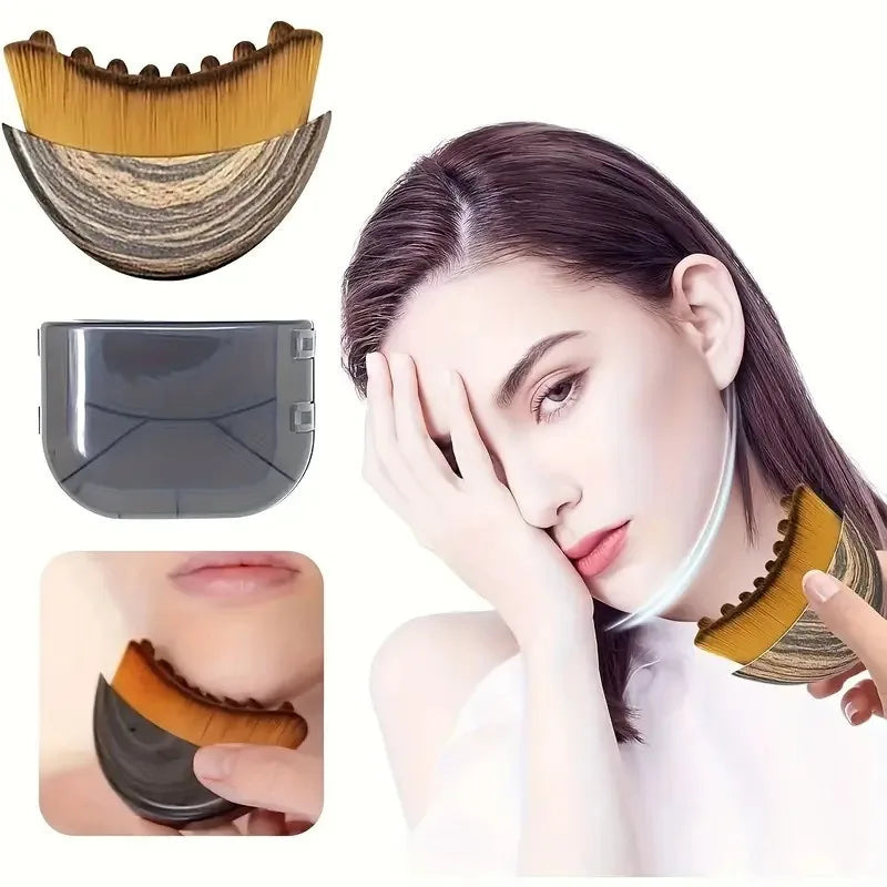 Portable Dry Facial Brush Soft Bristles Contoured Lymphatic Massage Tool Face Sculpting Device Home Spa Gentle Exfoliation Brush Eagle Beacon