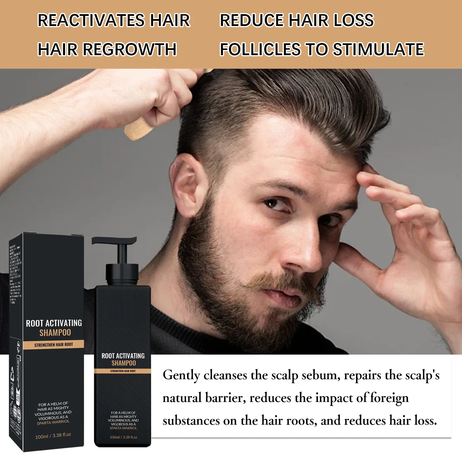 Hair Growth Shampoo for Men Root Activator Strengthening Moisturizing Gently Cleanse Repair Improve Volume Thinning Hair Shampoo Eagle Beacon