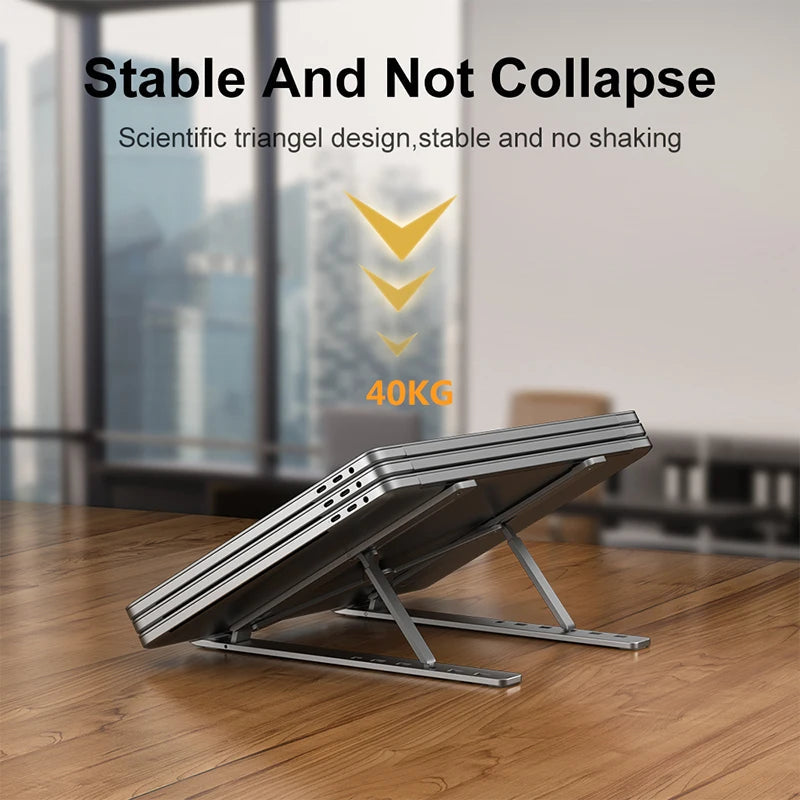 Aluminum Alloy Laptop Holder Stand Adjustable Foldable Portable for Notebook Computer Bracket Lifting Cooling Holder Non-slip Eagle Beacon