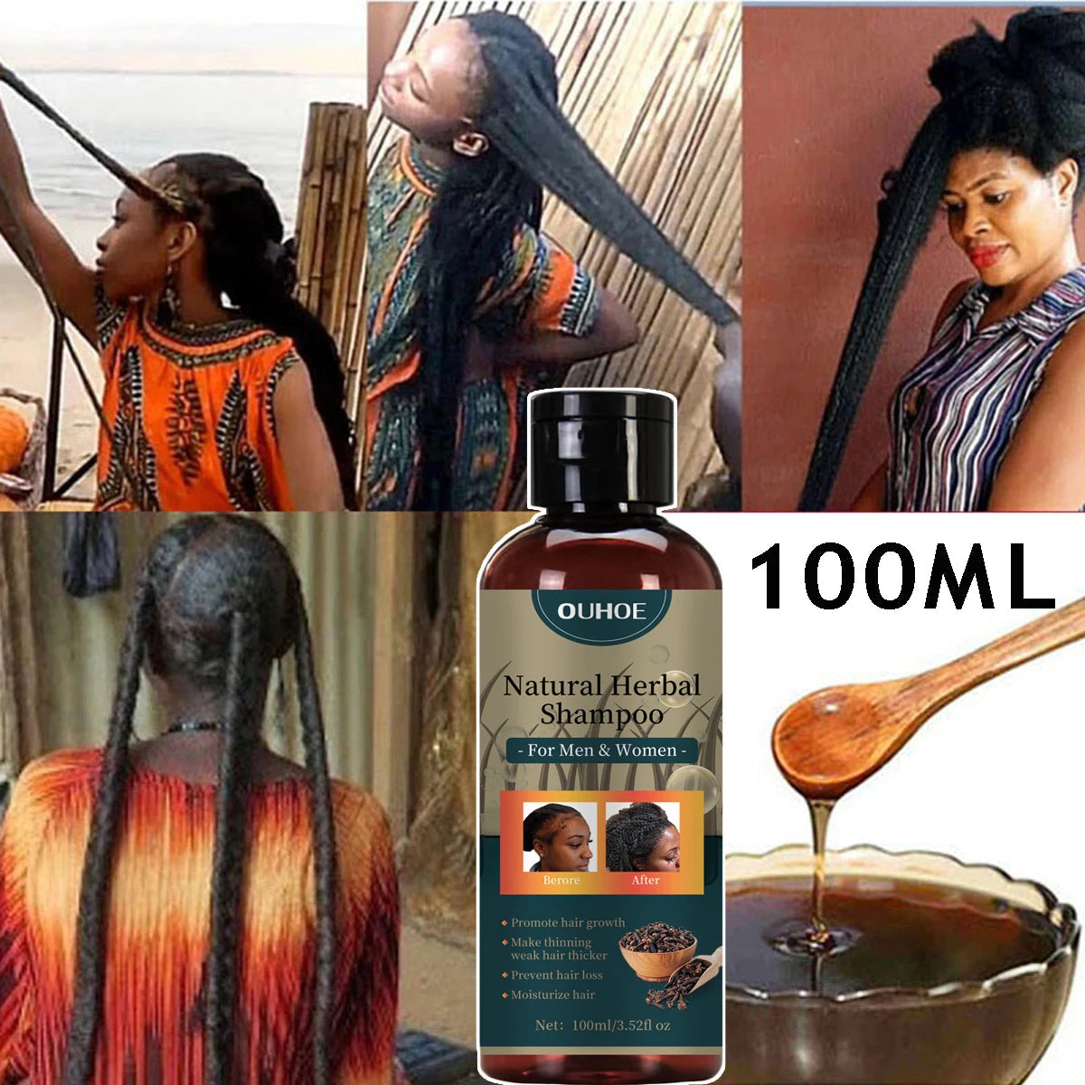 Hair Growth Shampoo Ancient African Hair Growth Formula Extract Powerful Effect Fast Hair Loss Treatment Hair Care 100ml Eagle Beacon