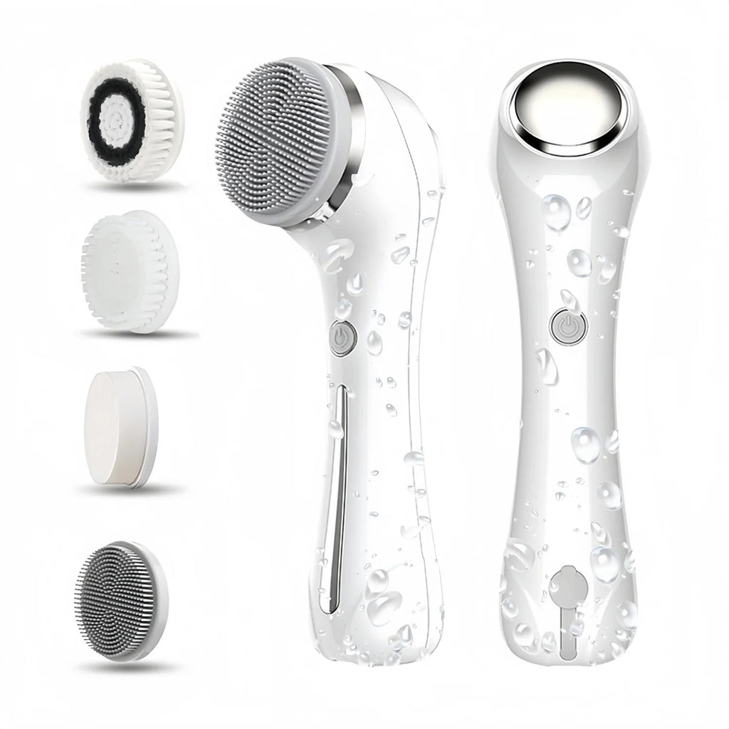 Facial Cleansing Brush, 2 in 1 Waterproof IPX7 Facial Spin Scrubber Set with 4 Brush Heads, Rechargeable Exfoliating Face Brush Eagle Beacon