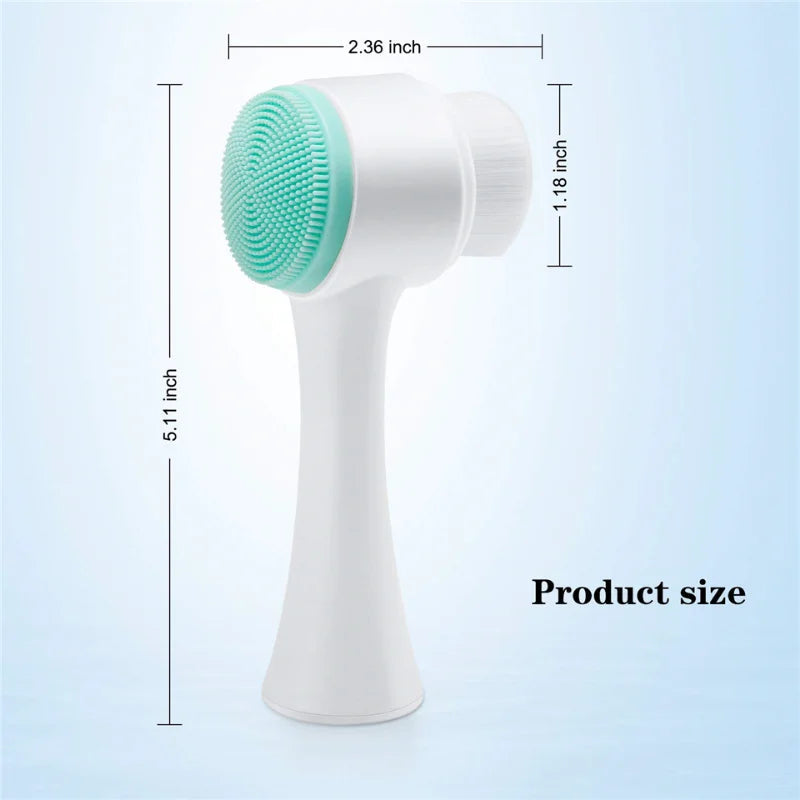 3D Double Silicone Facial Cleansing Brush Manual Massage Facial Brush Soft Bristles Exfoliator Double Sided Face Wash Brush Eagle Beacon