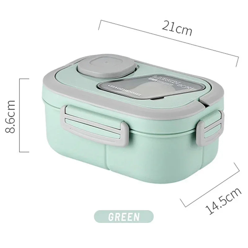 Portable Lunch Box Compartment Wheat Straw Bento Carrying Handle Box Reusable Tableware Containers Meal Snack Food Containers 라면 Eagle Aerie