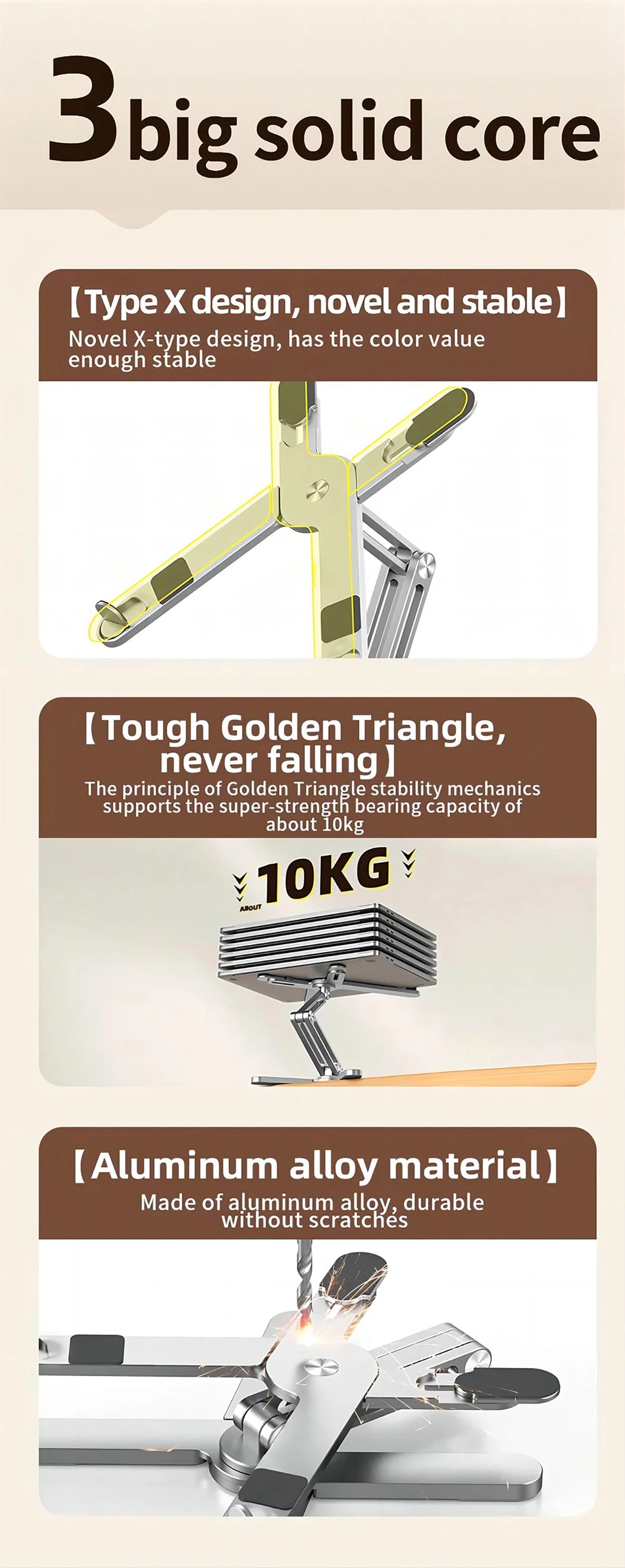 Foldable Laptop Stand 360°Rotation Notebook Table Holder Aluminum Alloy Portable Book Tablet Bracket Open-ended Heat Dissipation Eagle Beacon