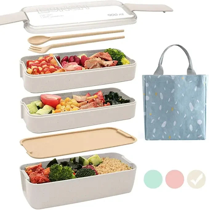 Healthy Material Lunch Box 3 Layer Wheat Straw Bento Boxes Microwave Dinnerware Food Storage Container Lunchbox 900ml Eagle Aerie