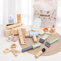 Simulation children's wooden haircut role-playing tools including scissors, hair dryer, comb and hairdressing accessories Eagle Beacon