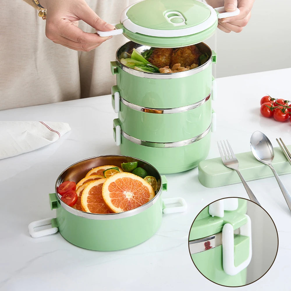 1 set of 4-layer lunch boxes, stainless steel insulated bucket lunch boxes, stackable bento boxes, used for lunch and camping Eagle Aerie
