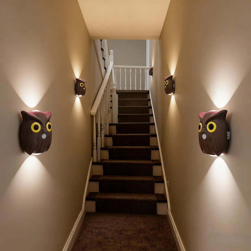 Motion Sensor Night Light USB Charging Cute Owl Lamp Indoor AUTO On/Off Magnetic Base for Cupboard Stair Hallway Bedroom Closet Eagle Beacon