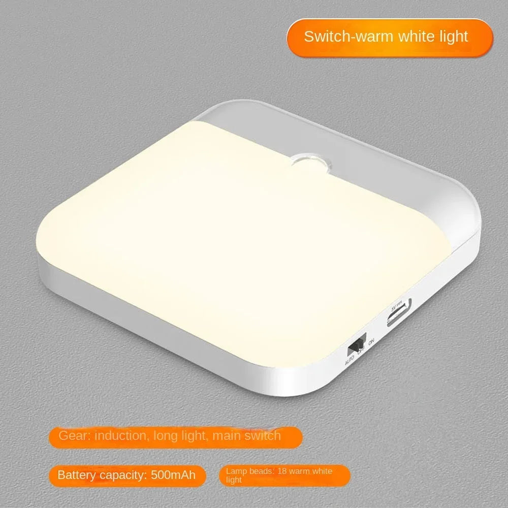 Motion Sensor Light USB Night Light LED Lamp With Switch Rechargeable Inductor Lights For Kitchen Stairs Hallway Closet Bedroom Eagle Beacon