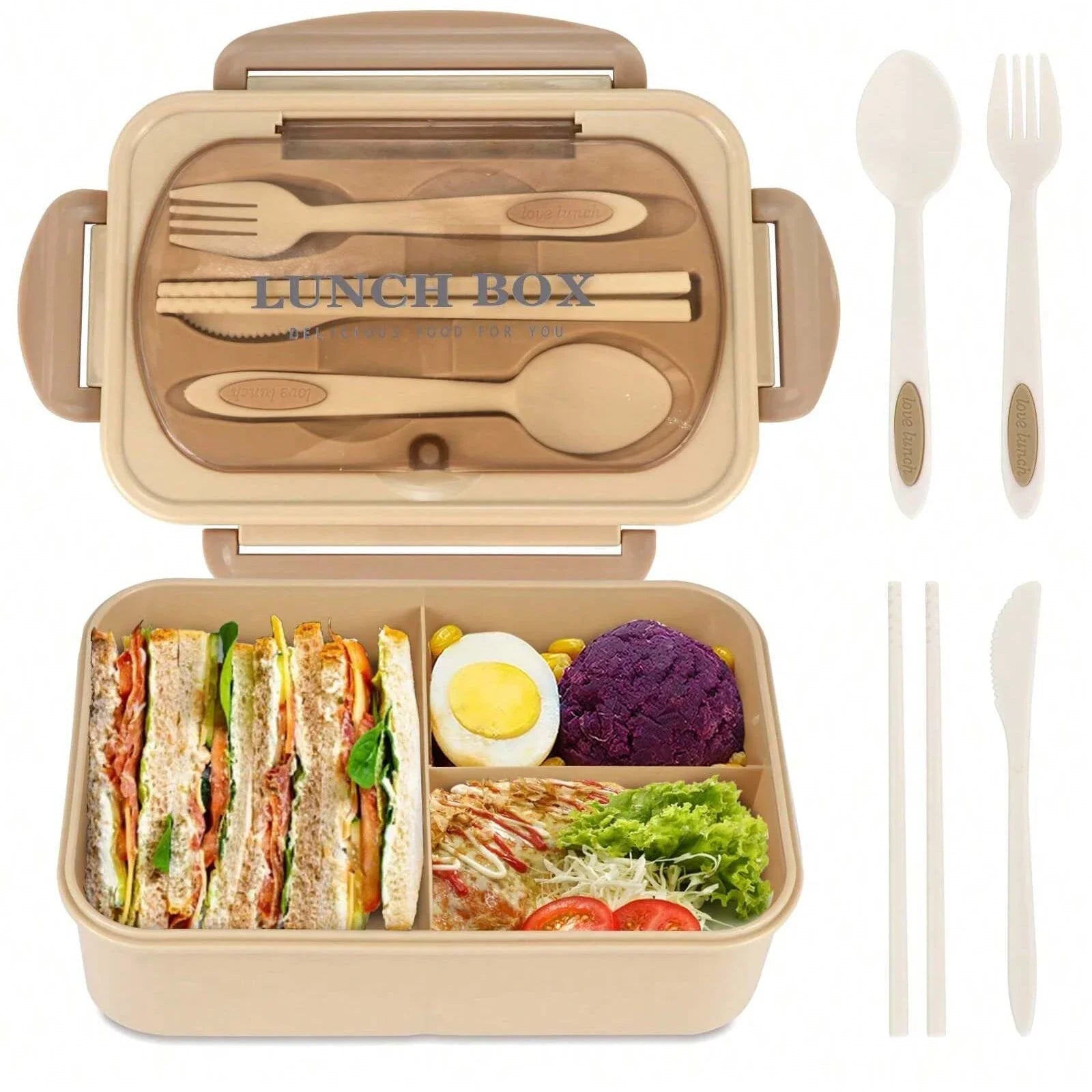Bento Box Adult Lunch Box, Containers For Adults Men Women With 4 Compartments, Lunchable Food Container Back To School Eagle Aerie