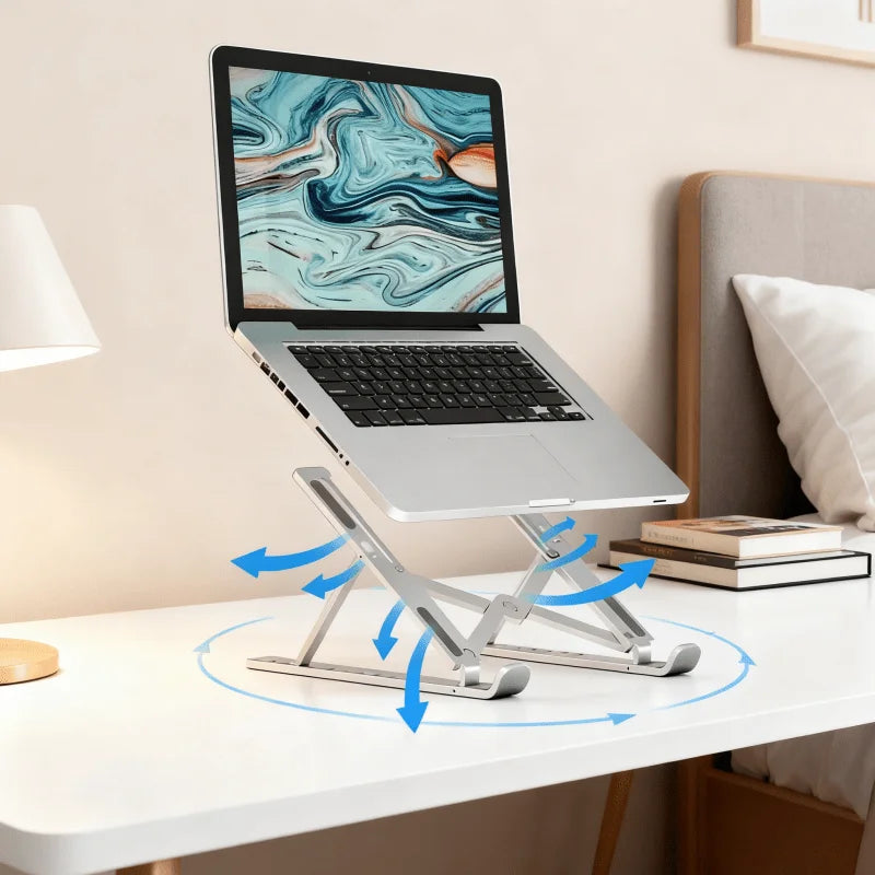 Laptop Stand - Foldable and Adjustable, 10 Height Setting, High Quality Compact Base, Office Desk, etc Eagle Beacon