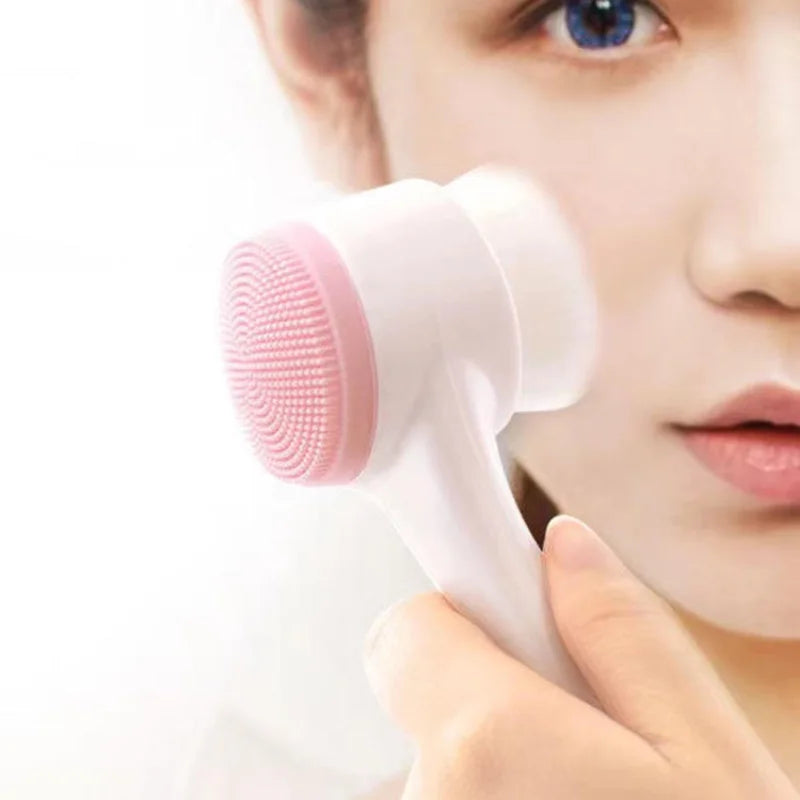 3D Double Silicone Facial Cleansing Brush Manual Massage Facial Brush Soft Bristles Exfoliator Double Sided Face Wash Brush Eagle Beacon