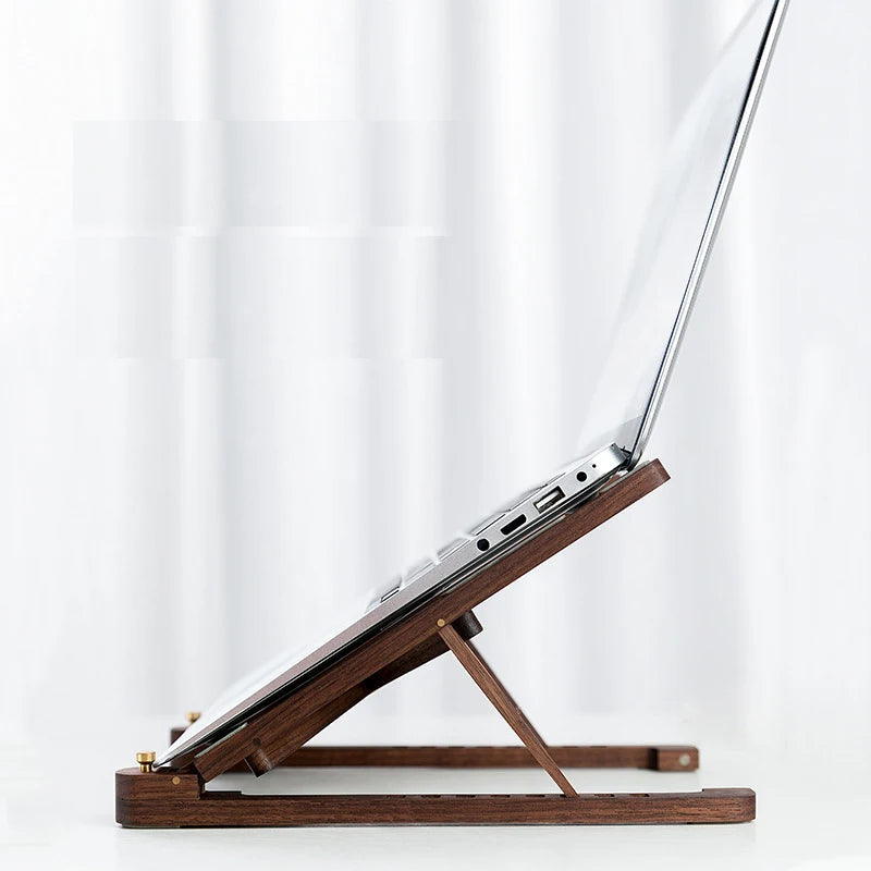 Wood Laptop Stand Foldable 8 Levels Height Adjustable Portable Notebook Holder Computer Support for MacBook Air Pro 11-17'' Eagle Beacon