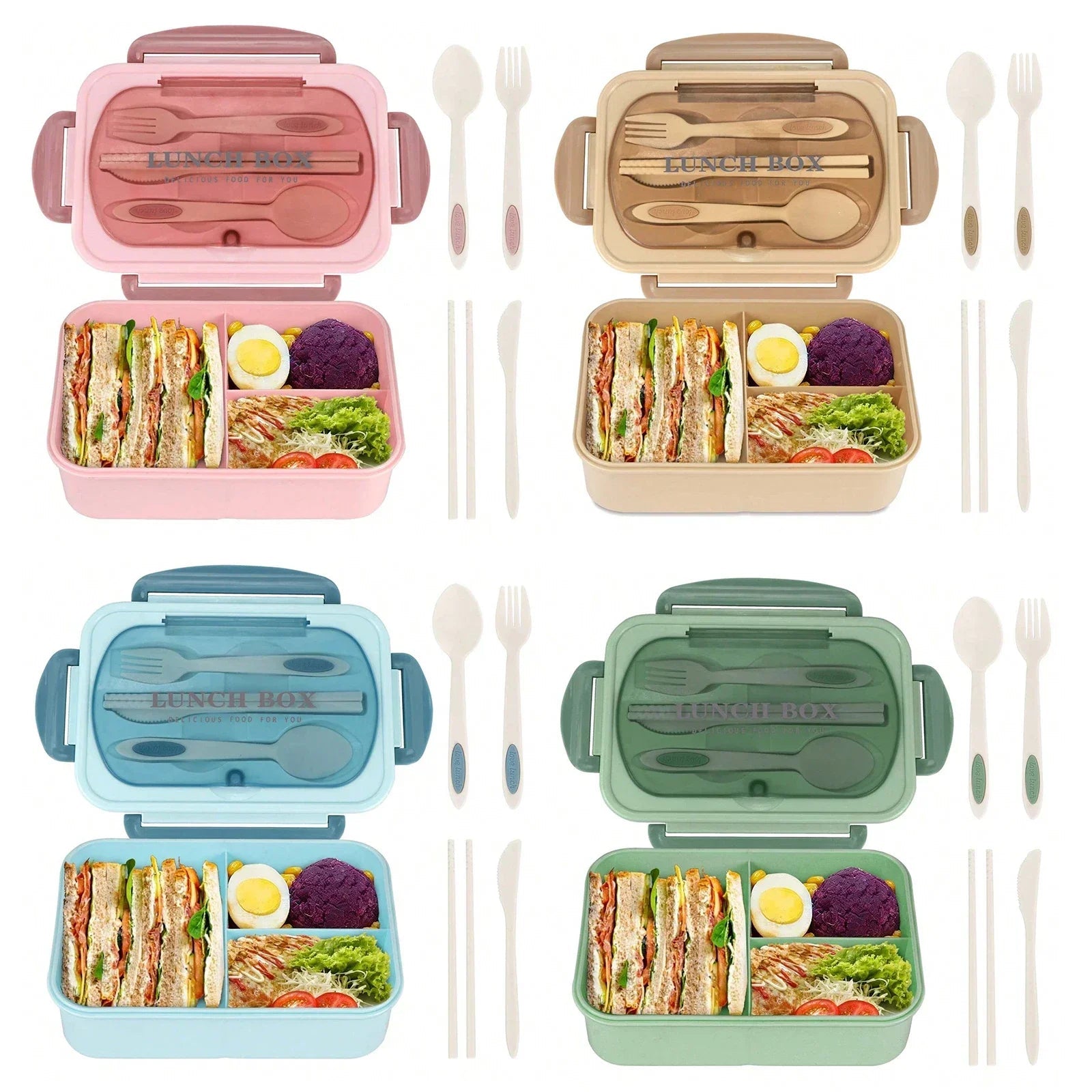 Bento Box Adult Lunch Box, Containers For Adults Men Women With 4 Compartments, Lunchable Food Container Back To School Eagle Aerie