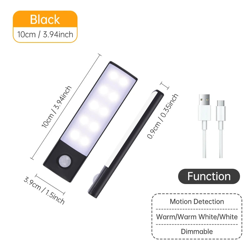 Motion Sensor Light Wireless LED Night Light USB Rechargeable Night Lamp Cabinet Wardrobe Lamp Under Backlight For Kitchen Led Eagle Beacon