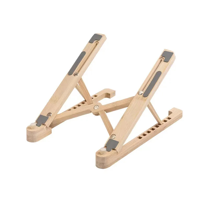 Wood Laptop Stand Foldable 8 Levels Height Adjustable Portable Notebook Holder Computer Support for MacBook Air Pro 11-17'' Eagle Beacon