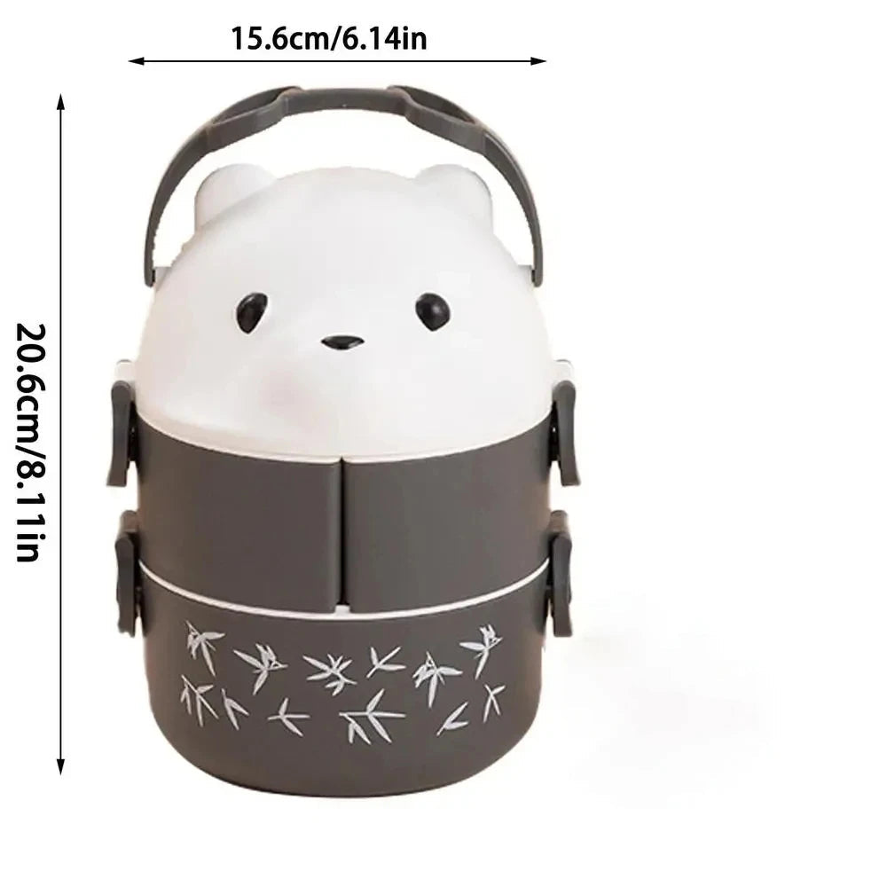 Lunch Box Portable Insulated Lunch Container Set Stackable Bento Cartoon Eyeglass Bear Shape Food Storage Container For Kids Eagle Aerie