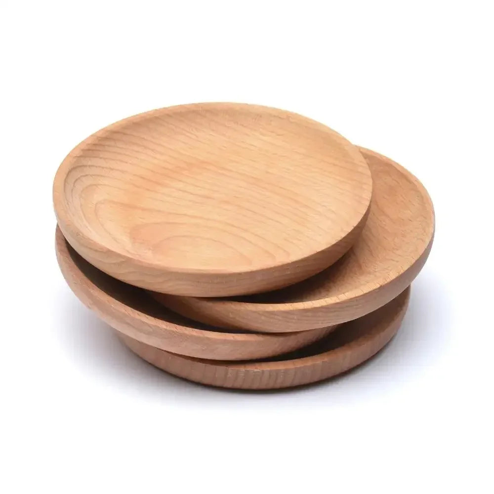 Eco - friendly Wooden Service Tray for Home, Hotel, School Party, Round Plate Snack, Cake, Fruits, Sushi, Dessert Tableware 30P Eagle Aerie